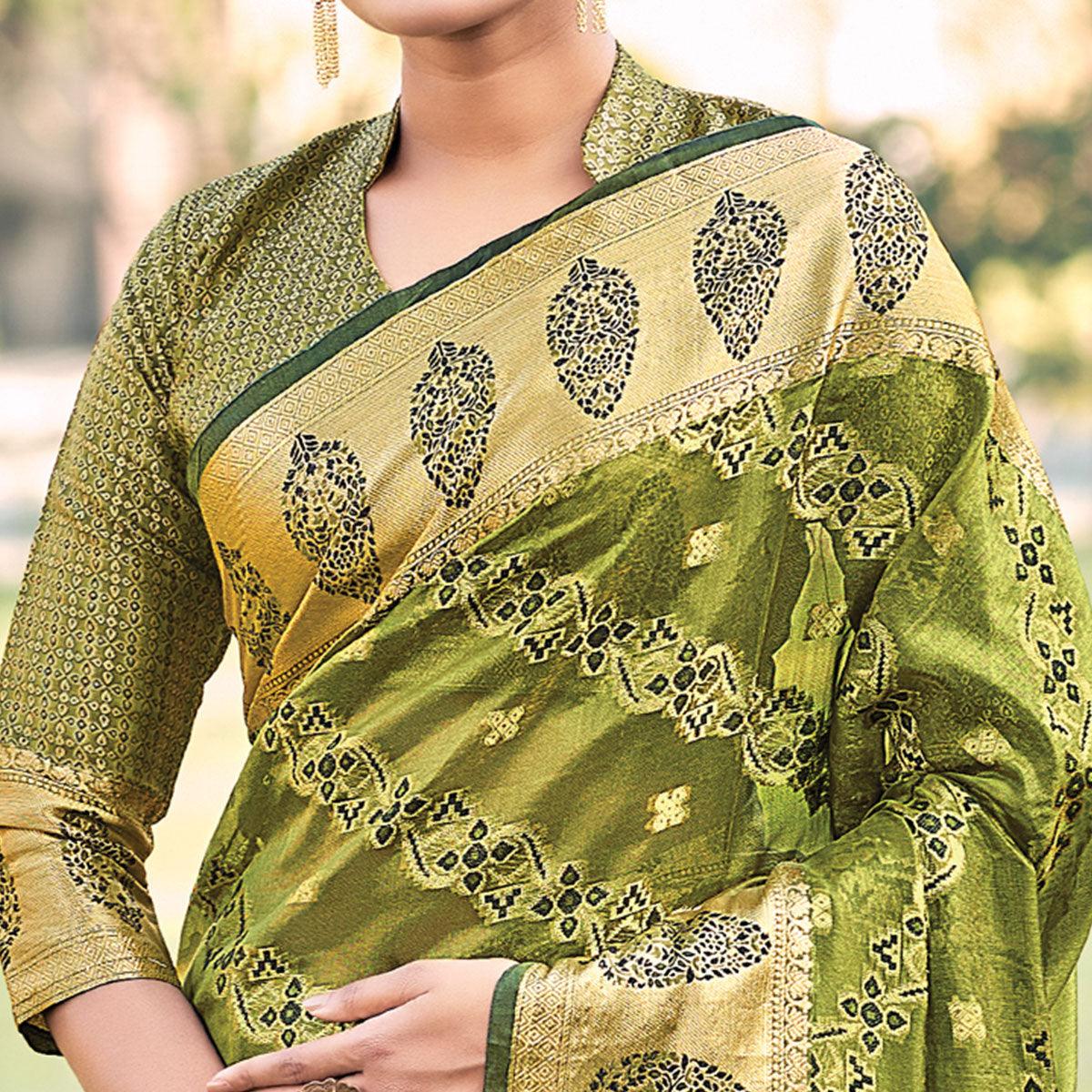 green-festive-wear-woven-organza-saree-132576
