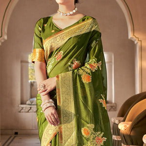 green-festive-wear-woven-organza-saree-137903