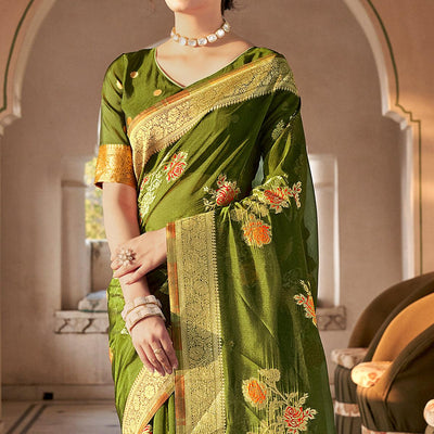 green-festive-wear-woven-organza-saree-137903