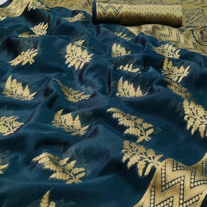 green-festive-wear-woven-organza-saree-128562