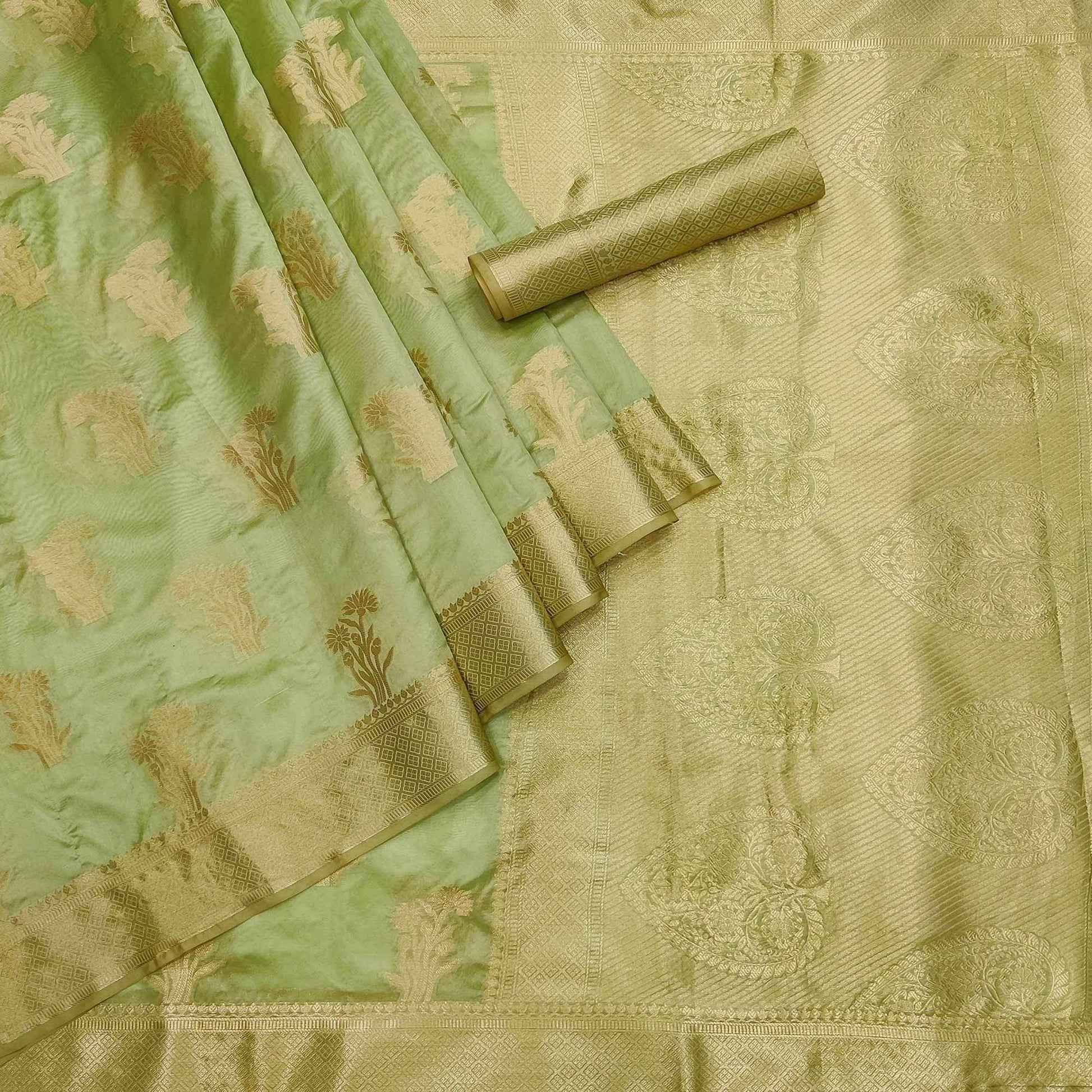 green-festive-wear-woven-organza-saree-142911