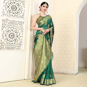 green-festive-wear-woven-organza-saree-128416