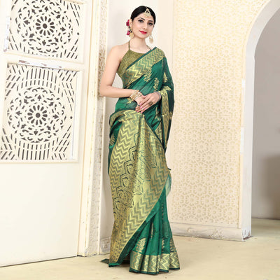 green-festive-wear-woven-organza-saree-128416