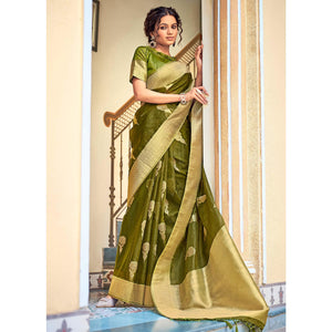 green-festive-wear-woven-organza-saree-139310