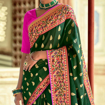 green-festive-wear-woven-paithani-silk-brasso-saree-128158