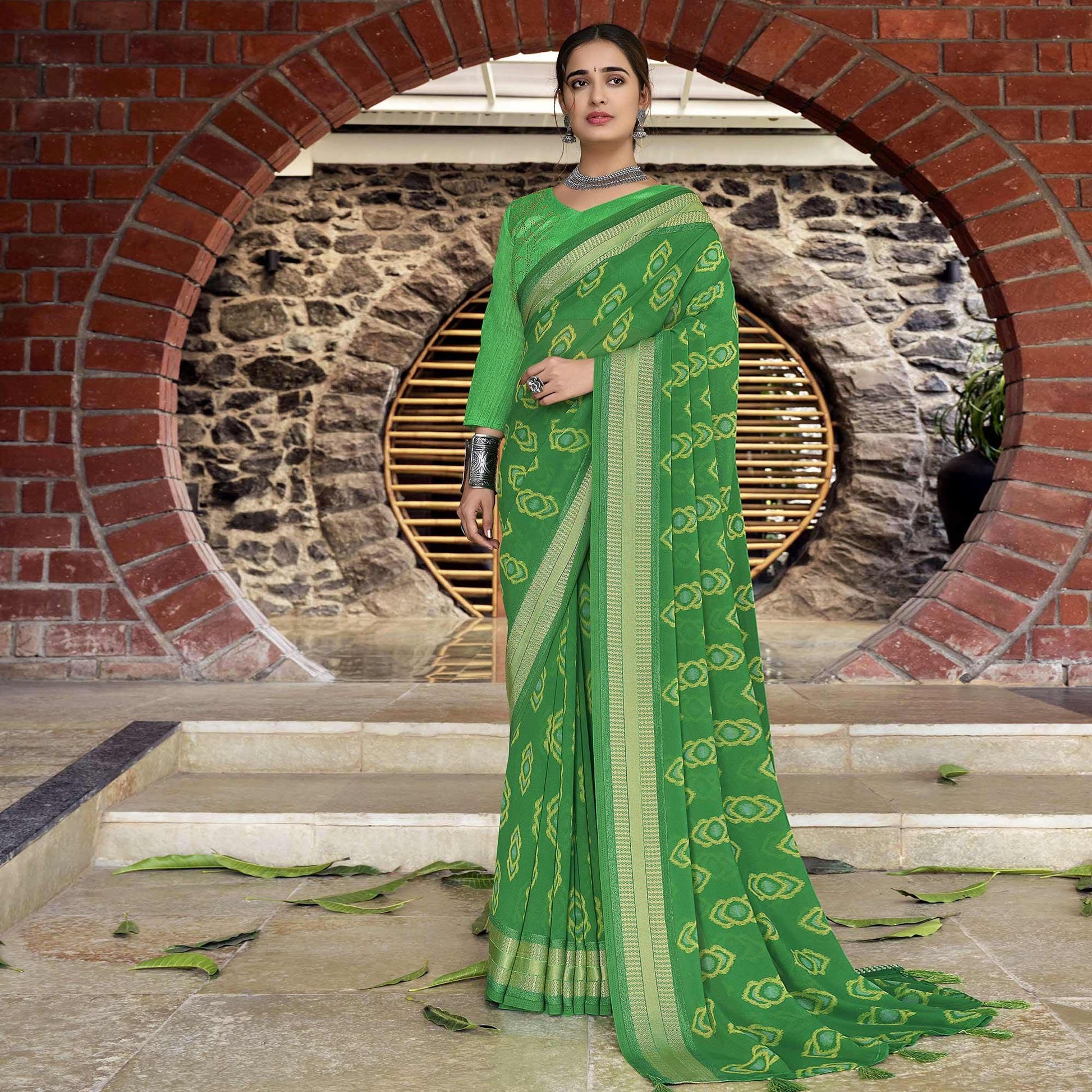green-festive-wear-woven-pure-georgette-saree-122031