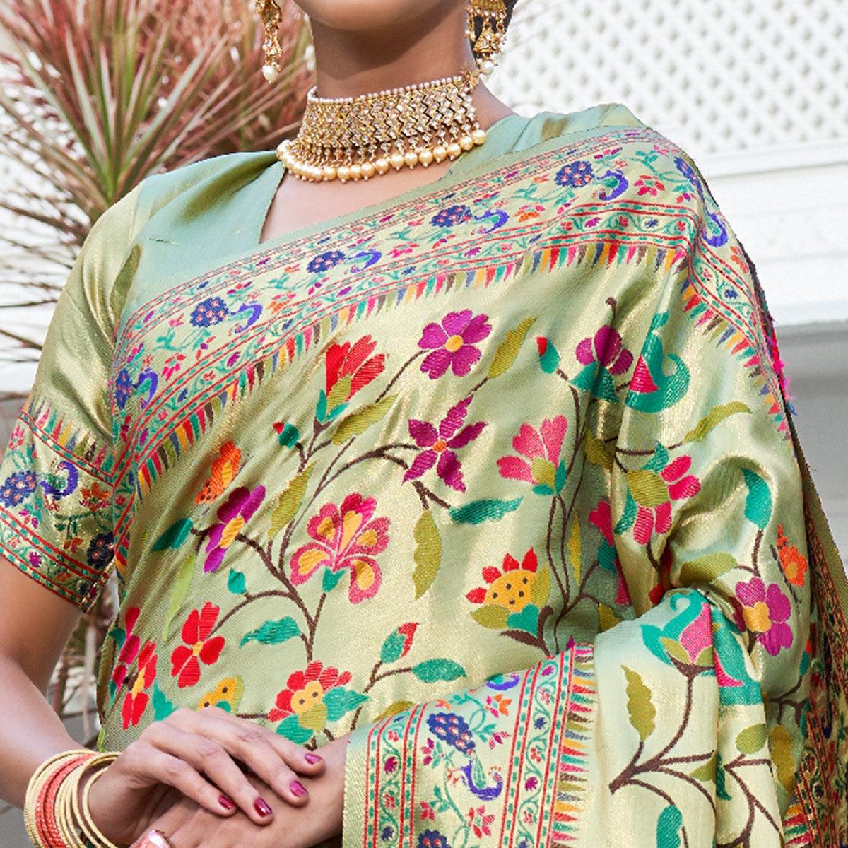 green-festive-wear-woven-pure-paithani-silk-saree-132550