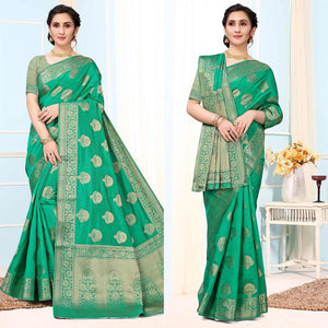 green-festive-wear-woven-raw-silk-saree-141957