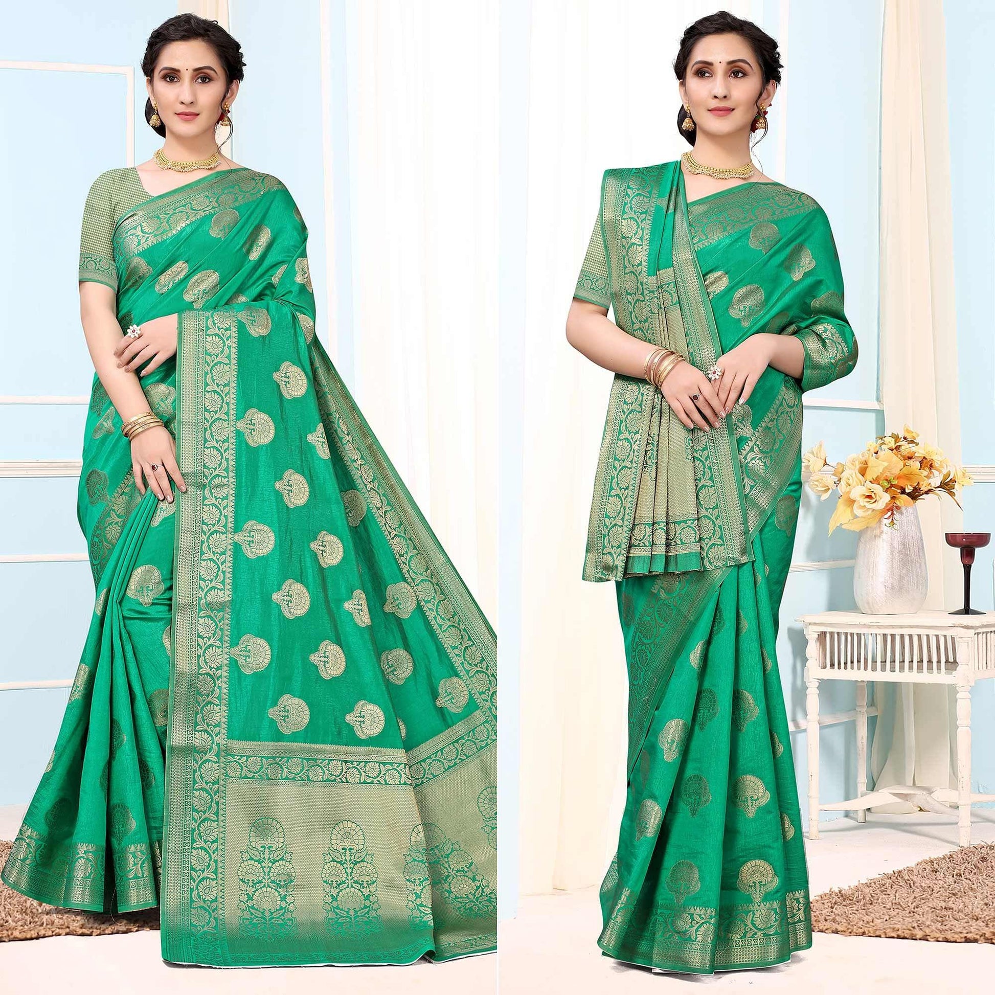 green-festive-wear-woven-raw-silk-saree-141957