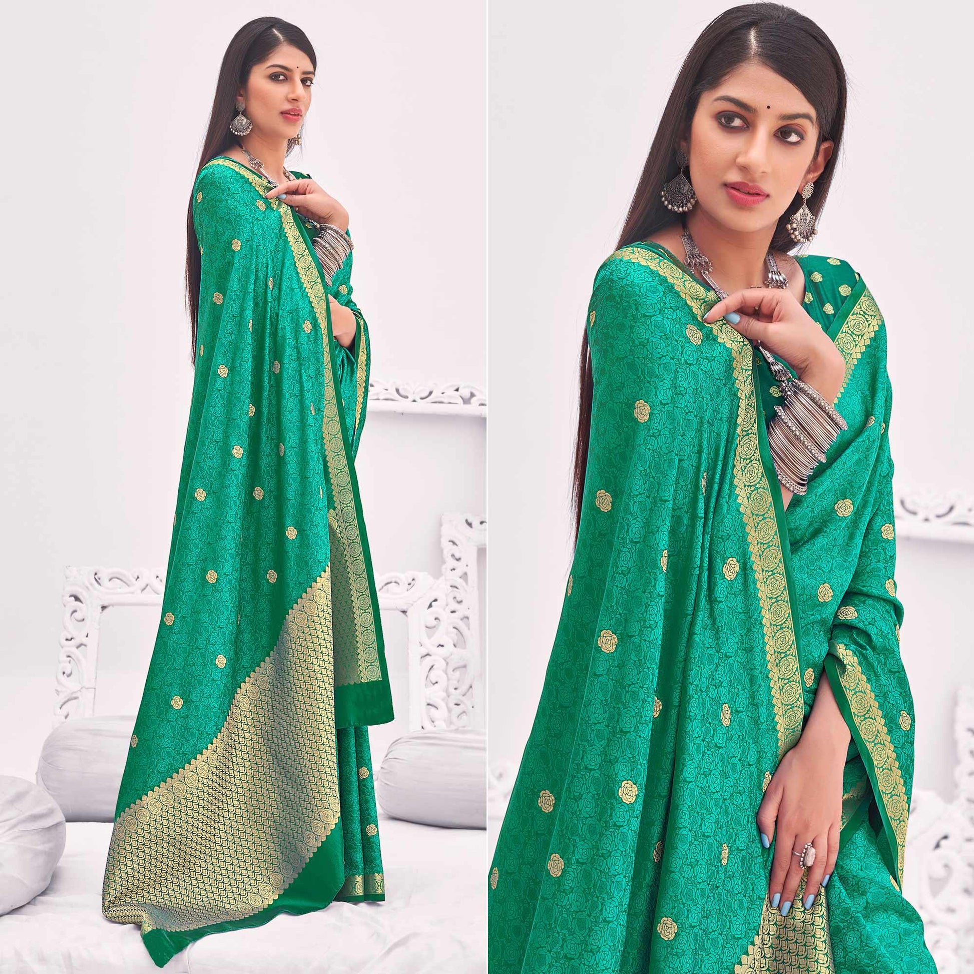green-festive-wear-woven-satin-saree-140236