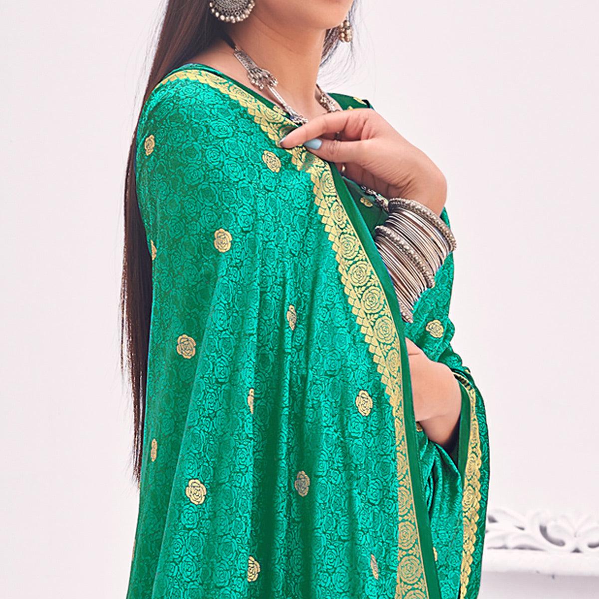 green-festive-wear-woven-satin-saree-140236