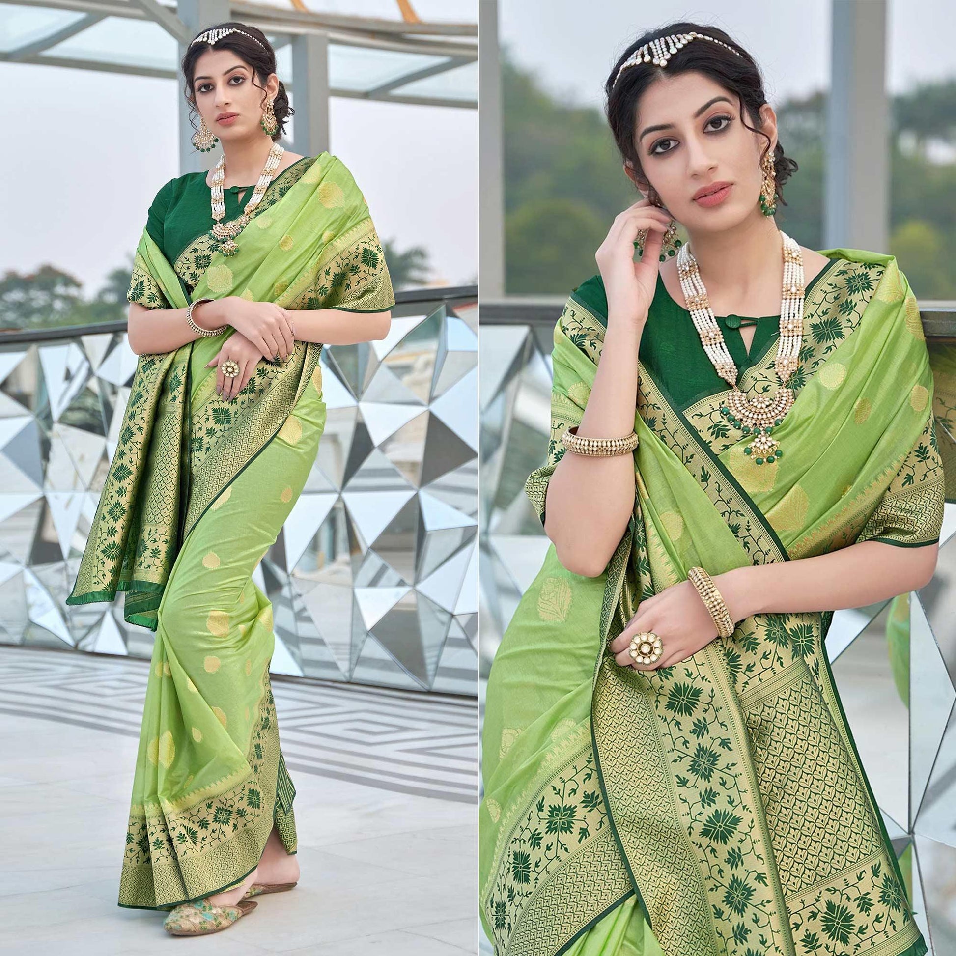 green-festive-wear-woven-silk-organza-saree-138061