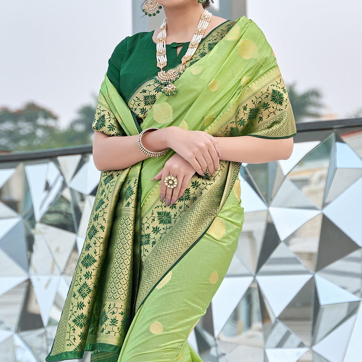 green-festive-wear-woven-silk-organza-saree-138061