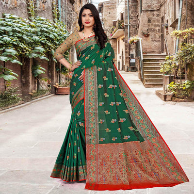 green-festive-wear-woven-silk-saree-140099