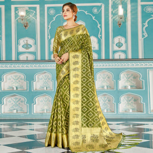 green-festive-wear-woven-organza-saree-120046