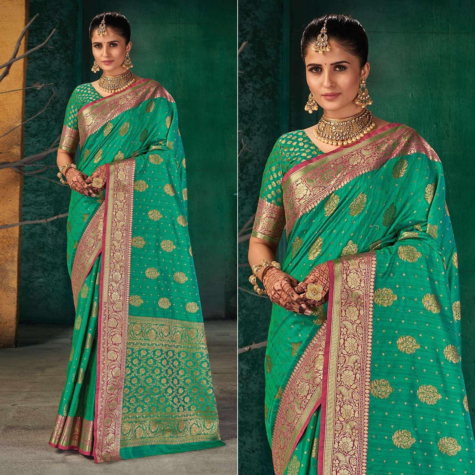 green-festive-wear-woven-silk-saree-137574