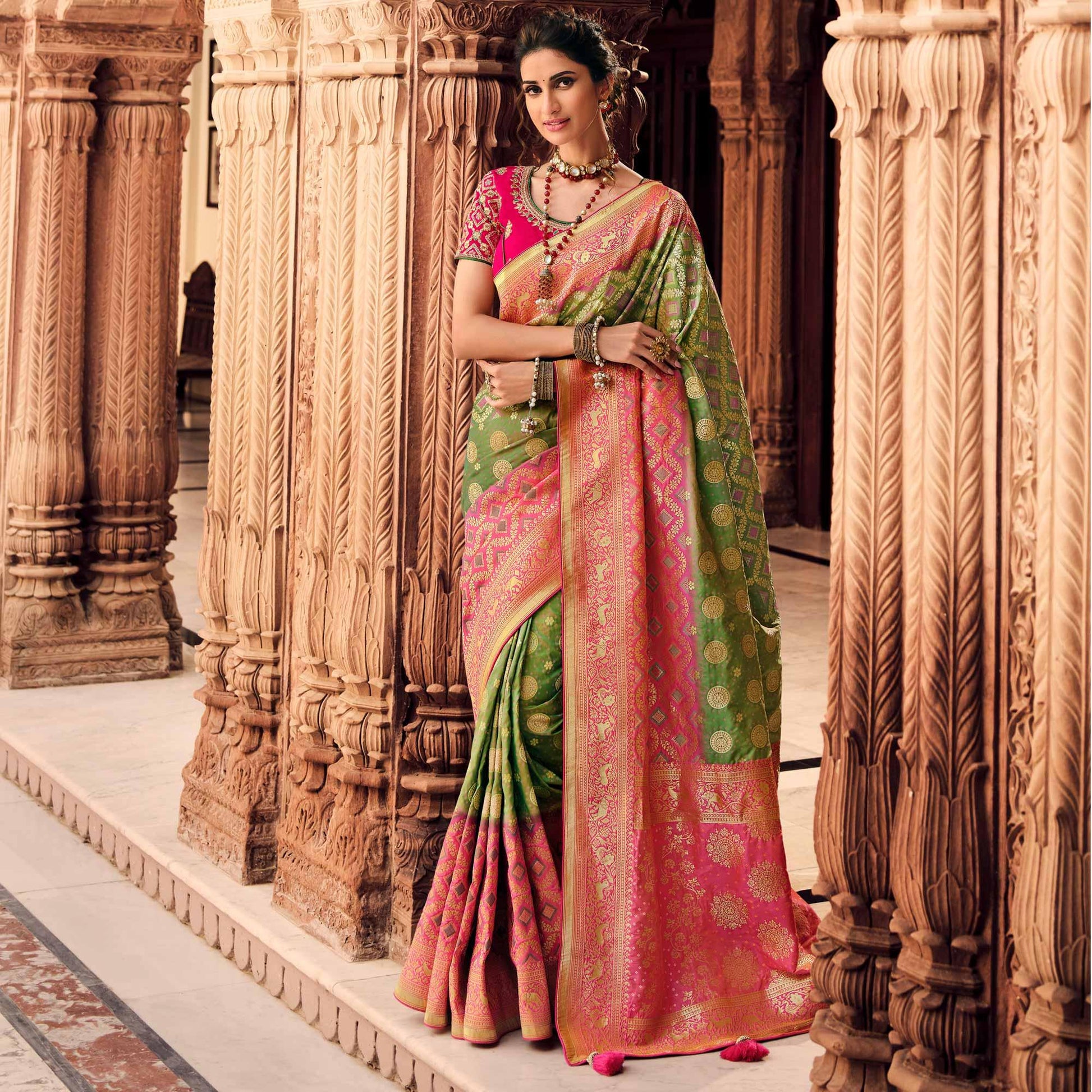 green-festive-wear-woven-silk-saree-130728