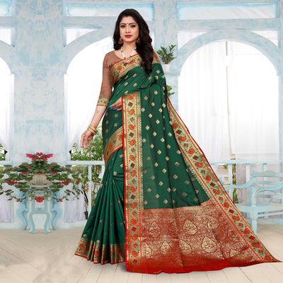 green-festive-wear-woven-silk-saree-140092