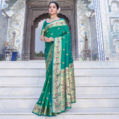 green-festive-wear-woven-silk-saree-118543