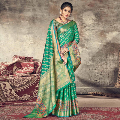 green-festive-wear-woven-silk-saree-127619