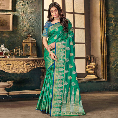green-festive-wear-woven-silk-saree-127625