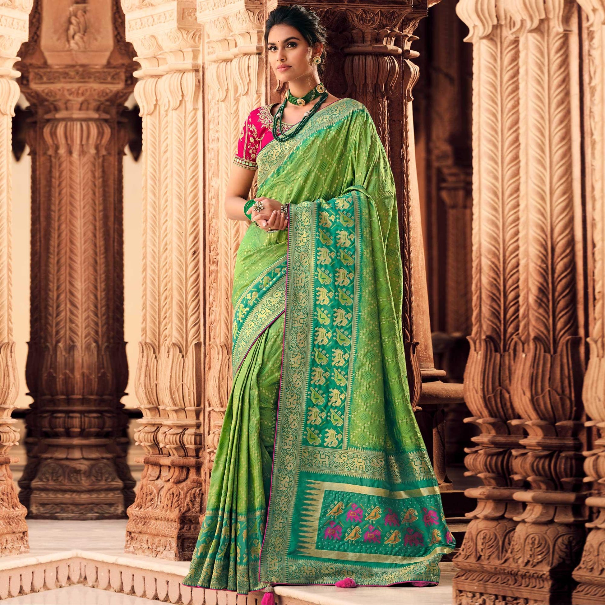 green-festive-wear-woven-silk-saree-130732