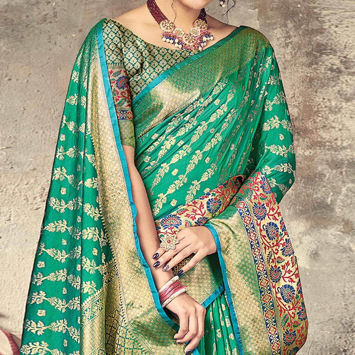 green-festive-wear-woven-silk-saree-127619