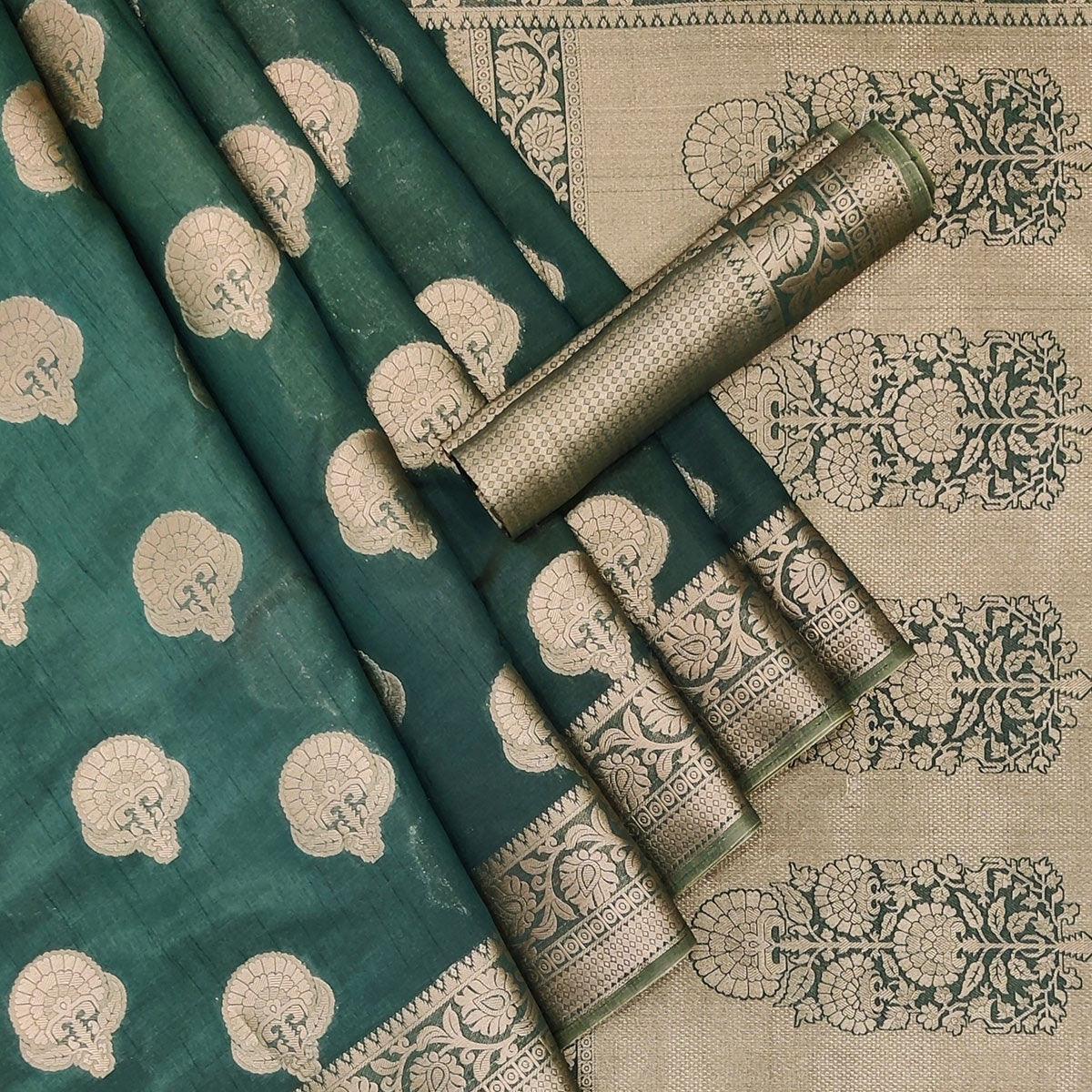 green-festive-wear-woven-silk-saree-141085