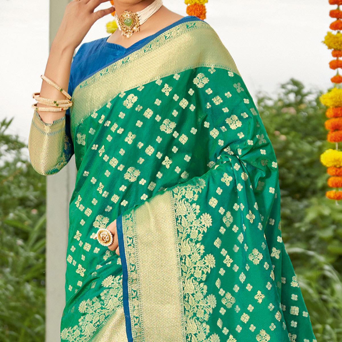green-festive-wear-woven-silk-saree-120054
