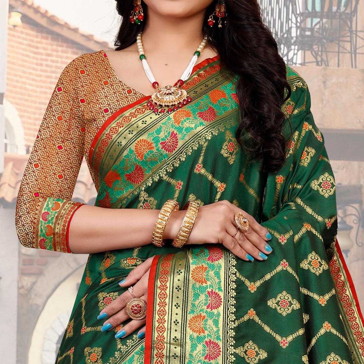 green-festive-wear-woven-silk-saree-140194
