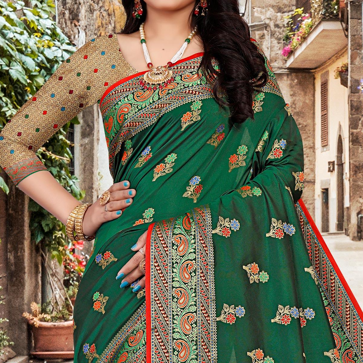 green-festive-wear-woven-silk-saree-140099