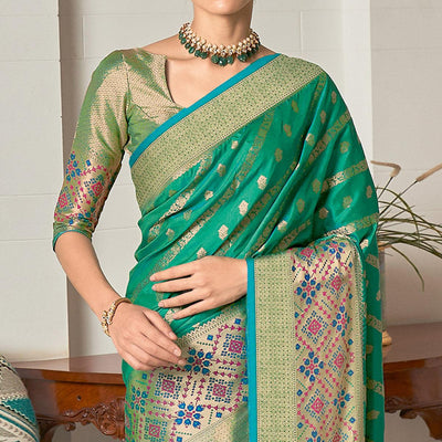green-festive-wear-woven-silk-saree-127642
