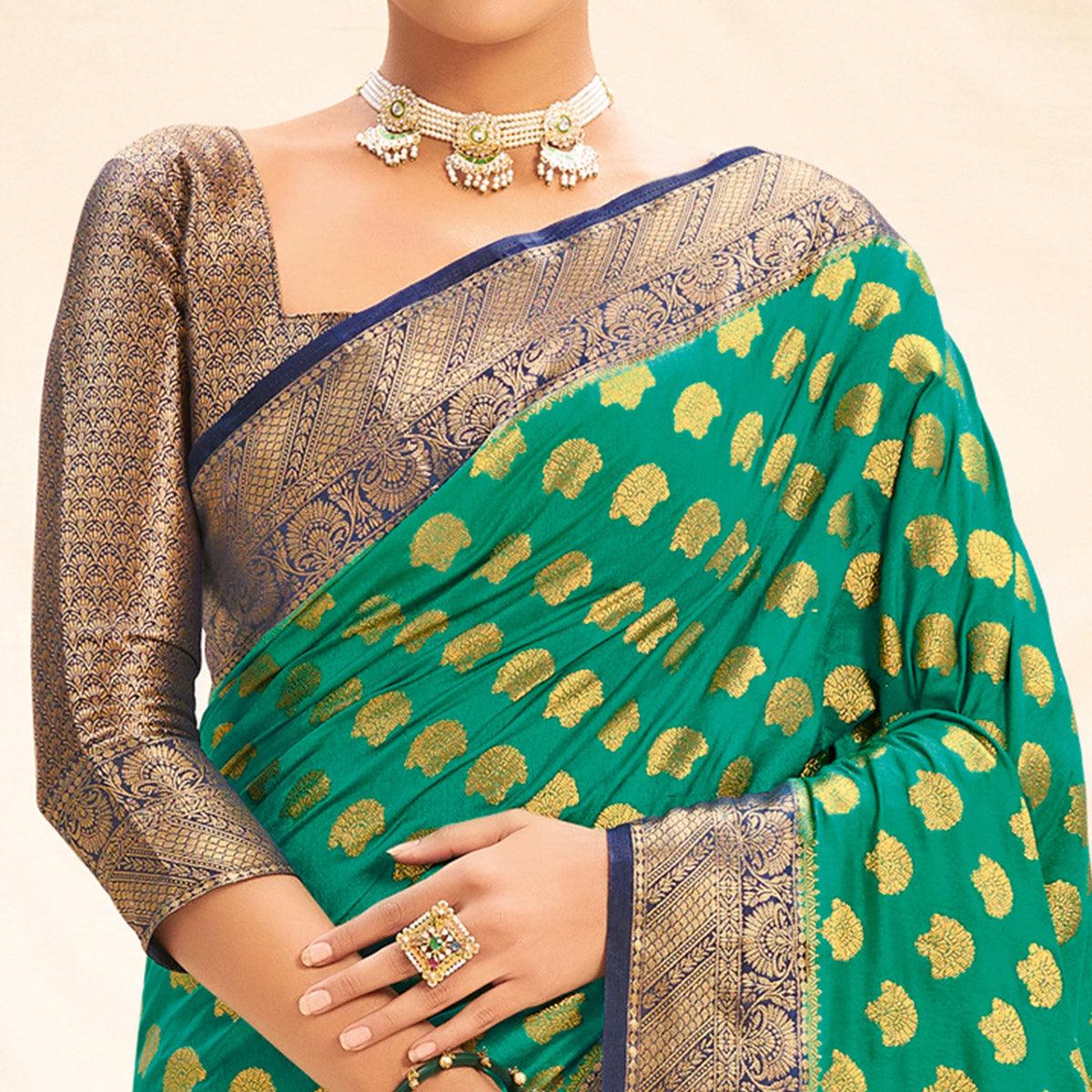 green-festive-wear-woven-silk-saree-127513