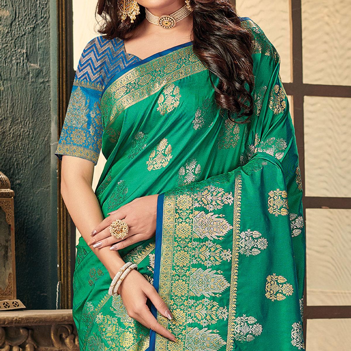 green-festive-wear-woven-silk-saree-127625