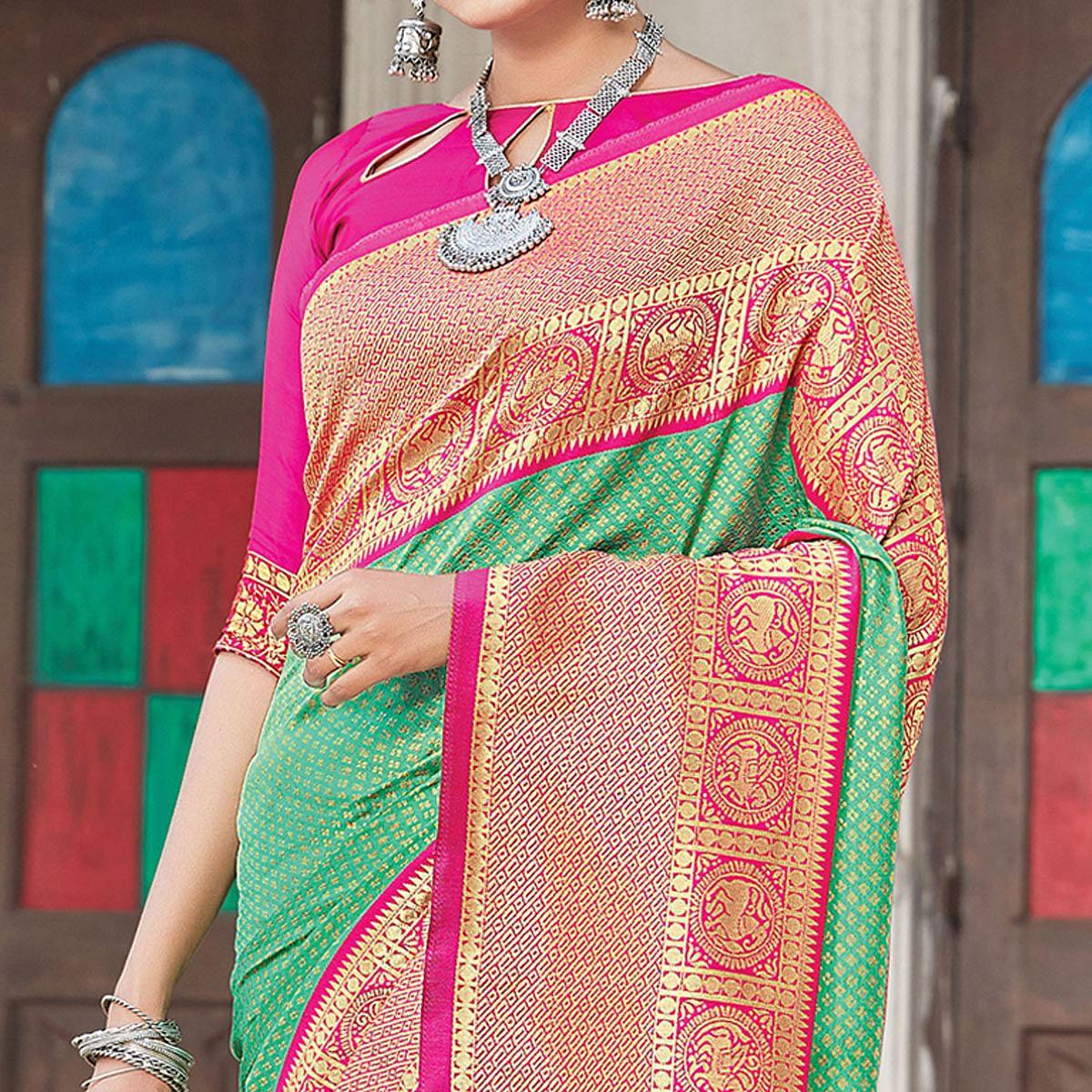 green-festive-wear-woven-silk-saree-122278