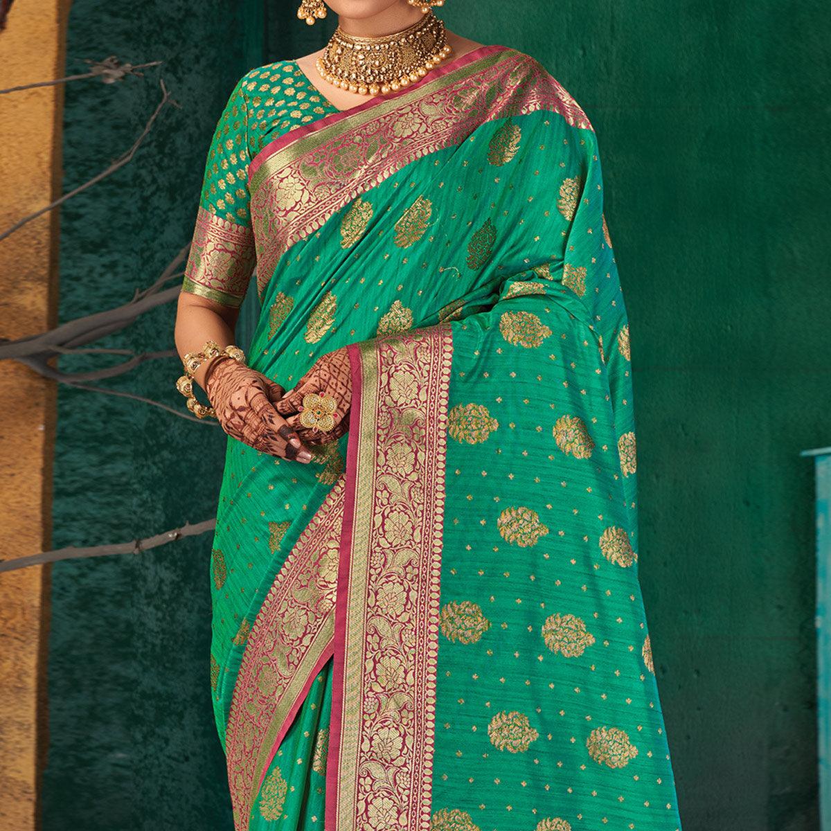 green-festive-wear-woven-silk-saree-137574