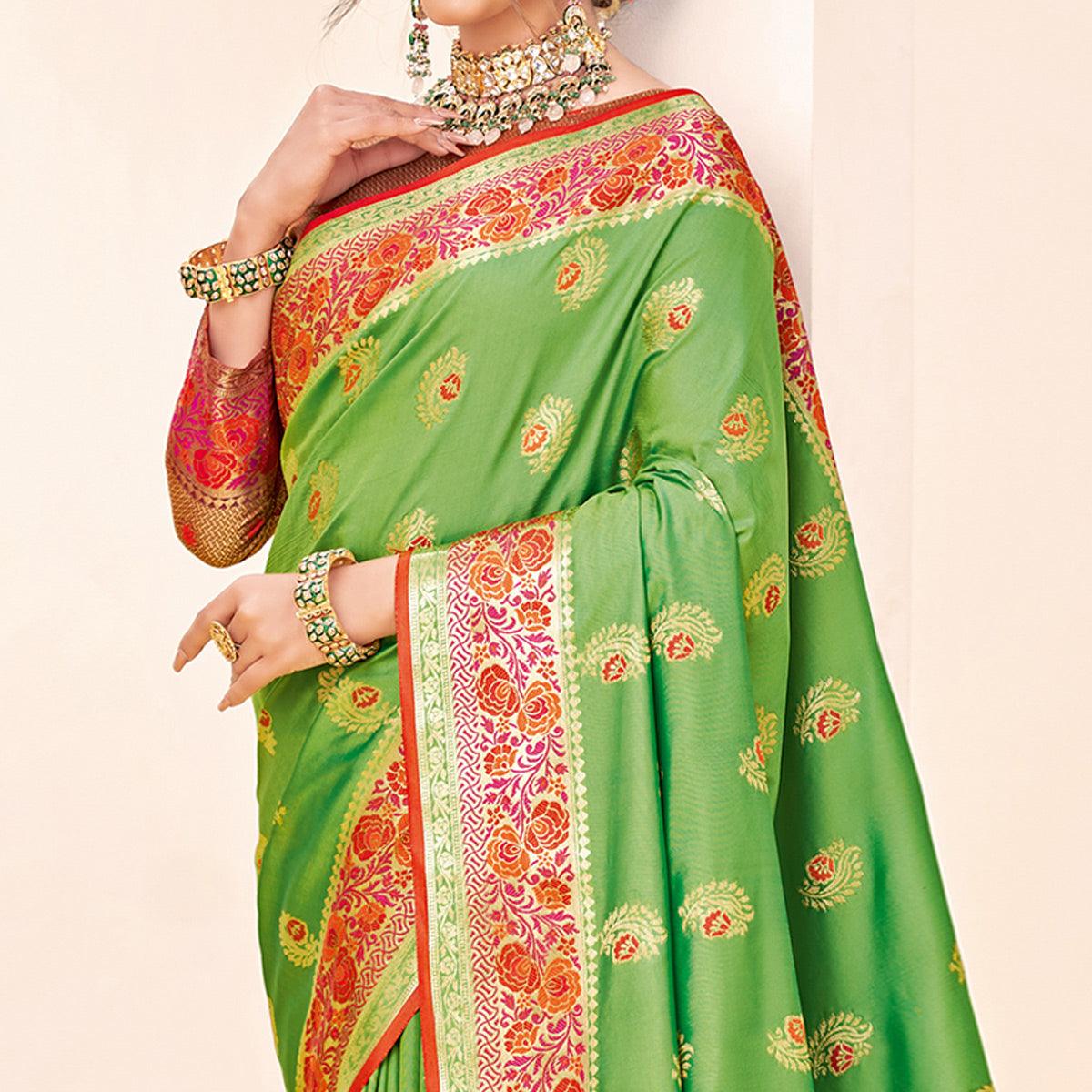 green-festive-wear-woven-silk-saree-139806
