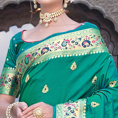 green-festive-wear-woven-silk-saree-118543