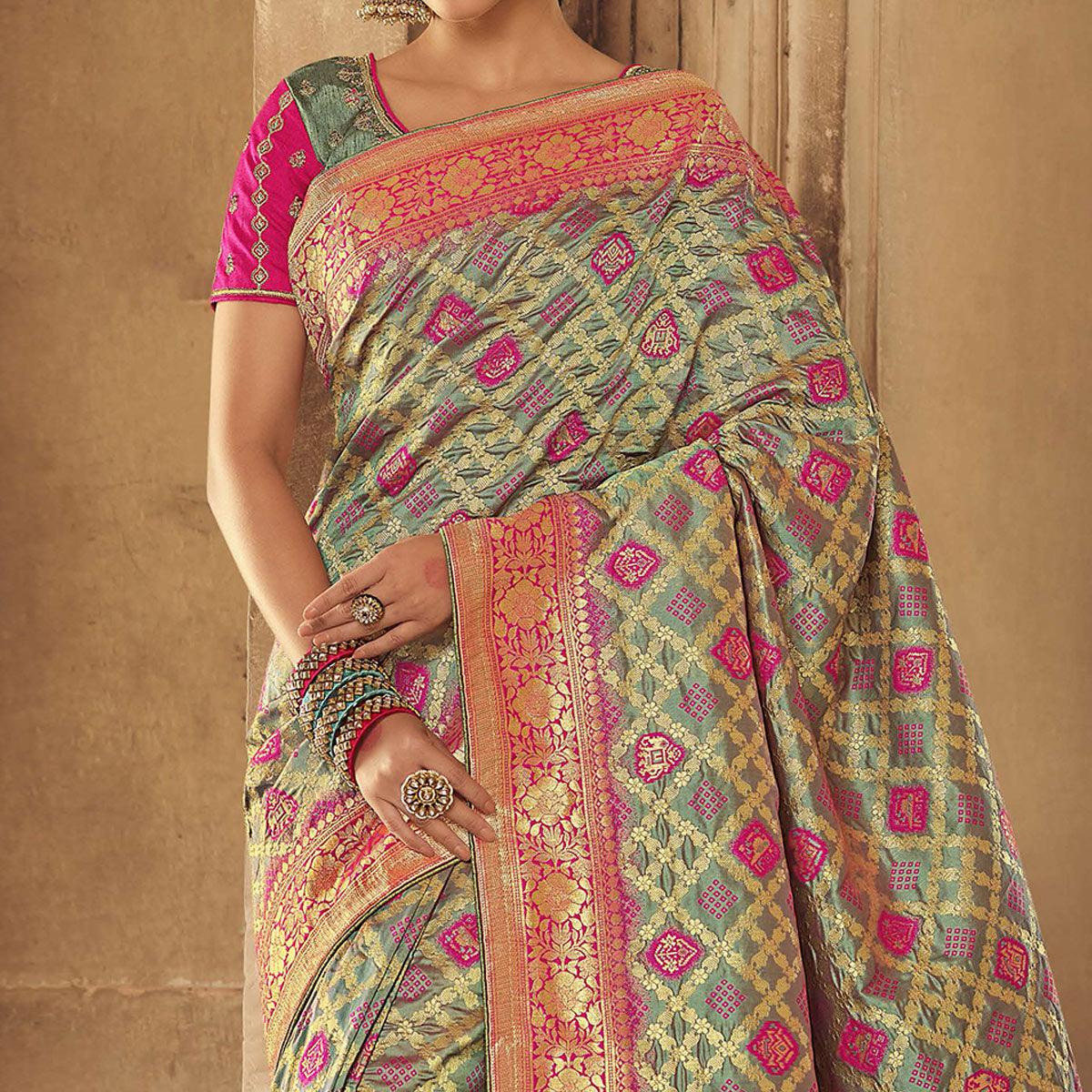 green-festive-wear-woven-silk-saree-138905