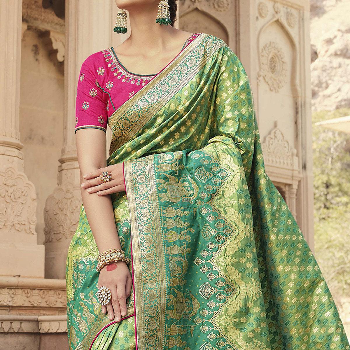green-festive-wear-woven-silk-saree-138904