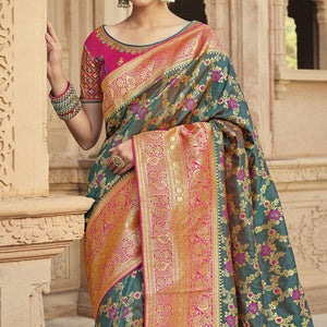 green-festive-wear-woven-silk-saree-138903