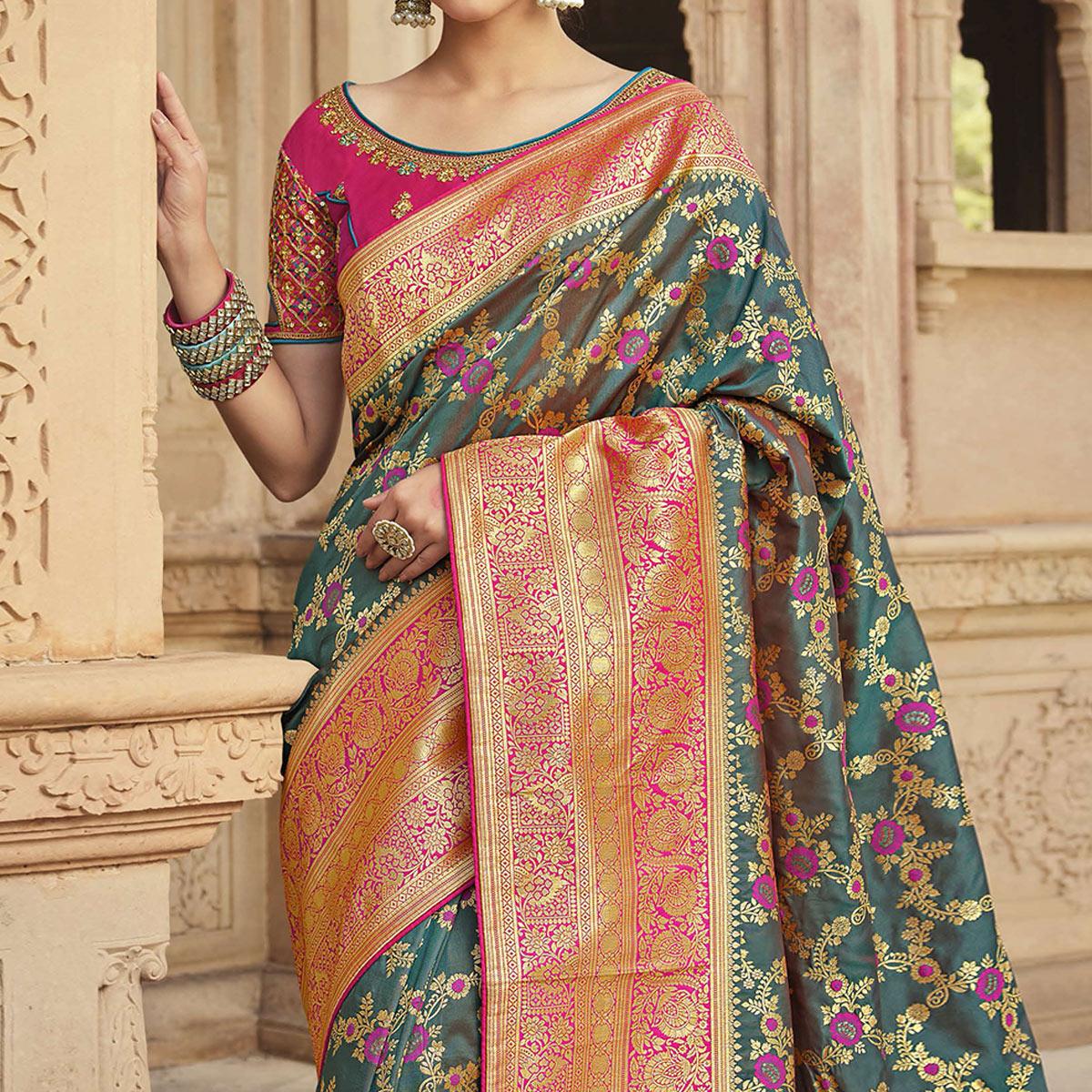 green-festive-wear-woven-silk-saree-138903