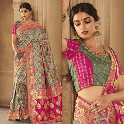 green-festive-wear-woven-silk-saree-138905