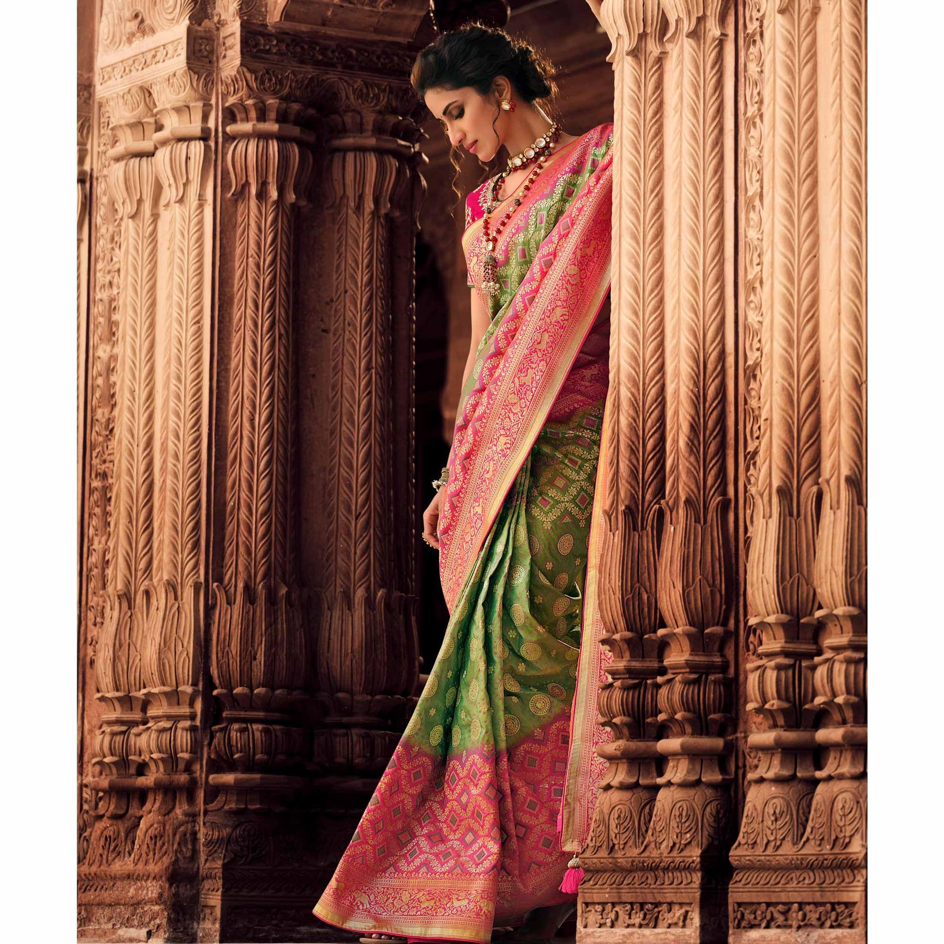 green-festive-wear-woven-silk-saree-130728