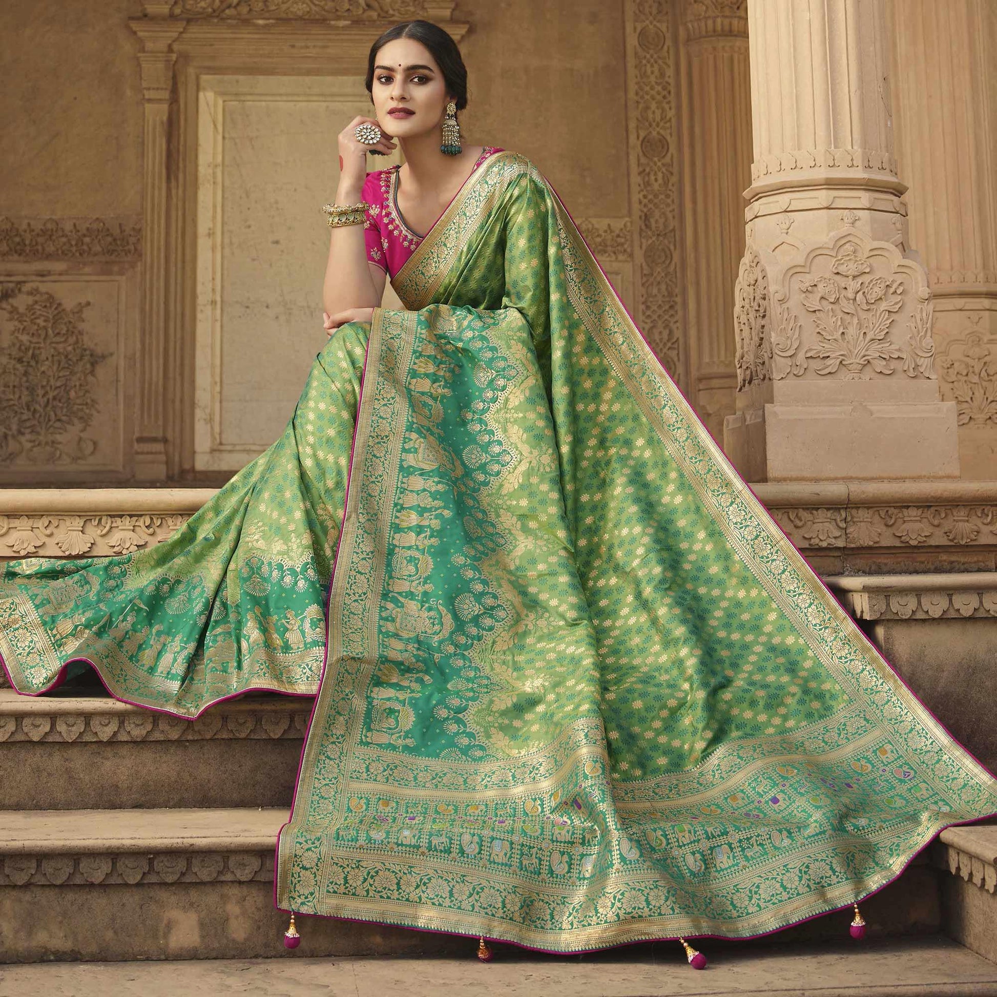 green-festive-wear-woven-silk-saree-138904