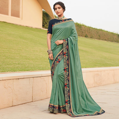 green-festive-wear-woven-silk-saree-with-border-121119