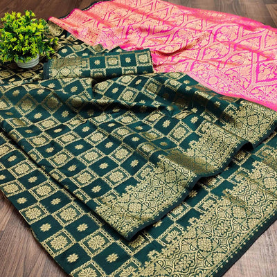 green-festive-wear-woven-silk-saree-with-border-111793