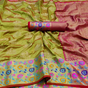 green-festive-wear-woven-silk-saree-with-border-111632