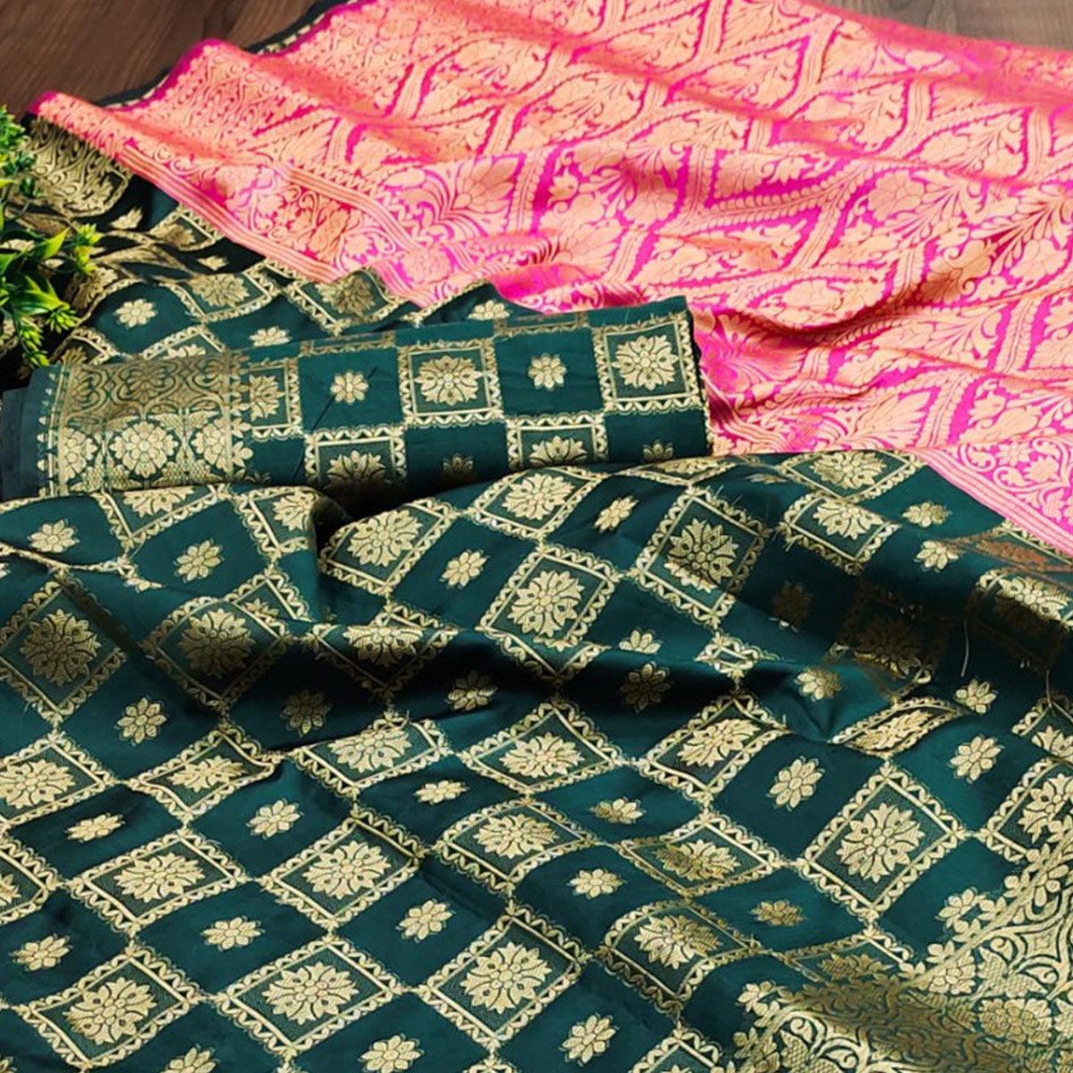 green-festive-wear-woven-silk-saree-with-border-111793