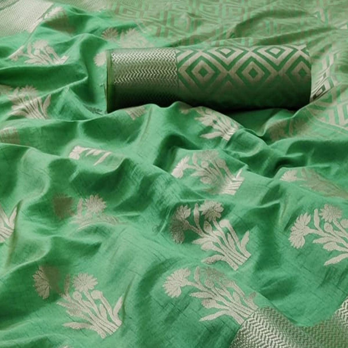 green-festive-wear-woven-pure-silk-saree-with-butta-pallu-106147
